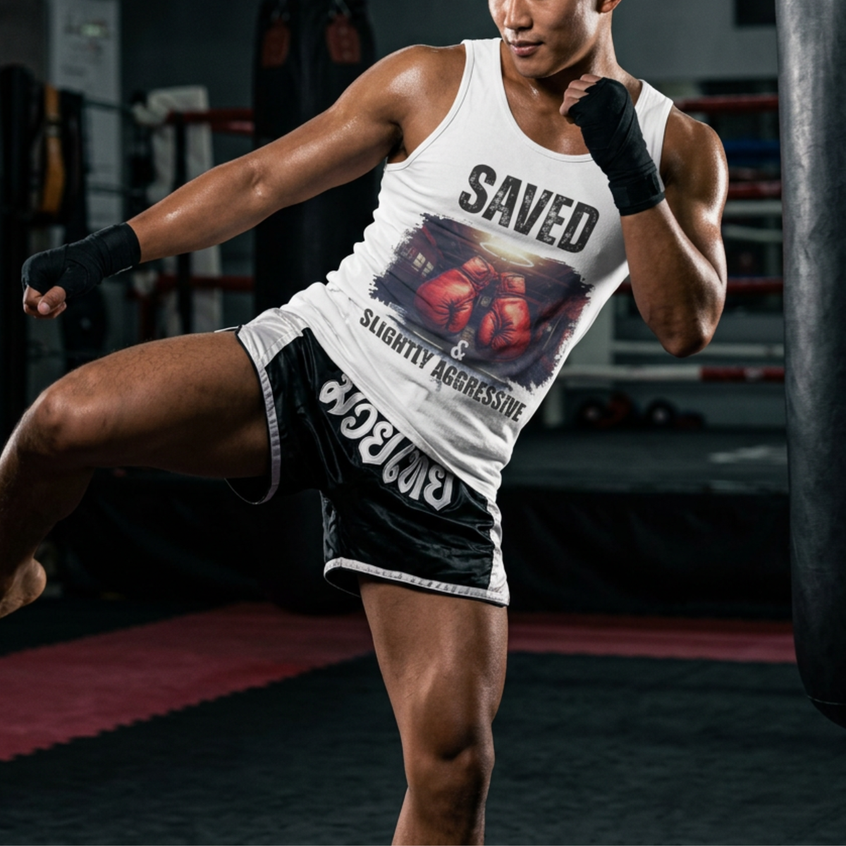 Saved & Slightly Aggressive Tee | Christian Boxing Shirt