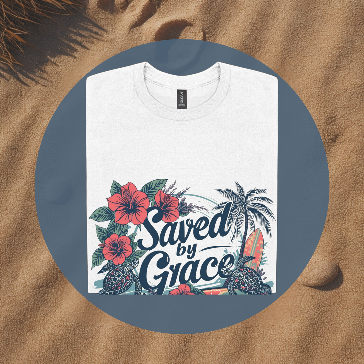 Saved By Grace Tee | Vintage Christian Beach Shirt