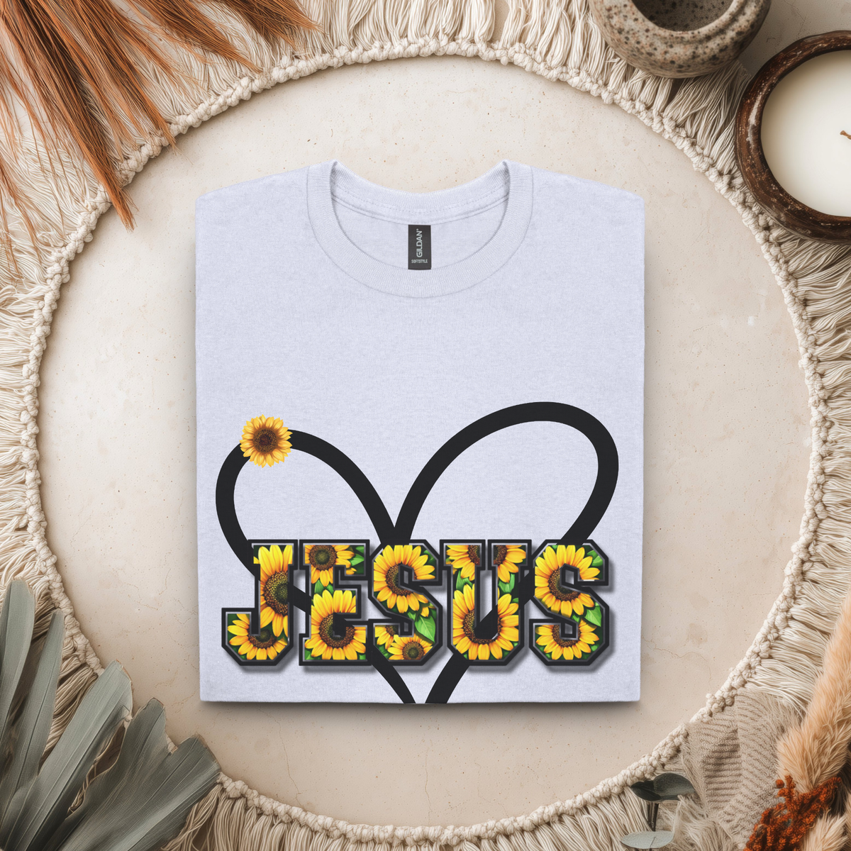 Jesus Sunflower Heart Tee | Christian Women's Shirt