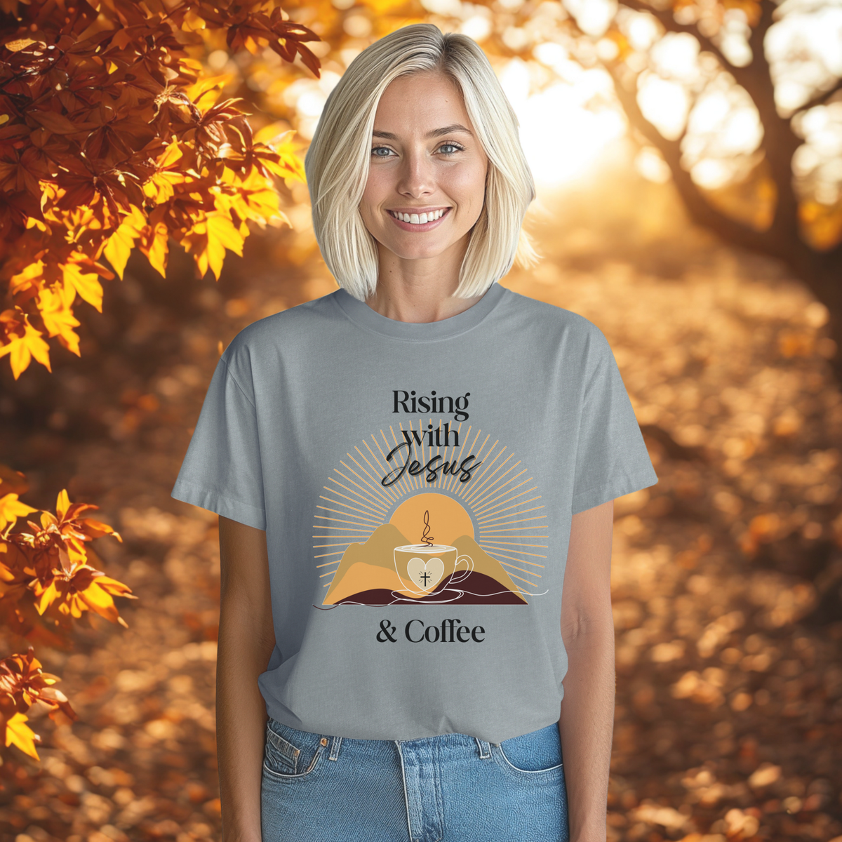 Rising with Jesus & Coffee Tee | Vintage Christian Tee