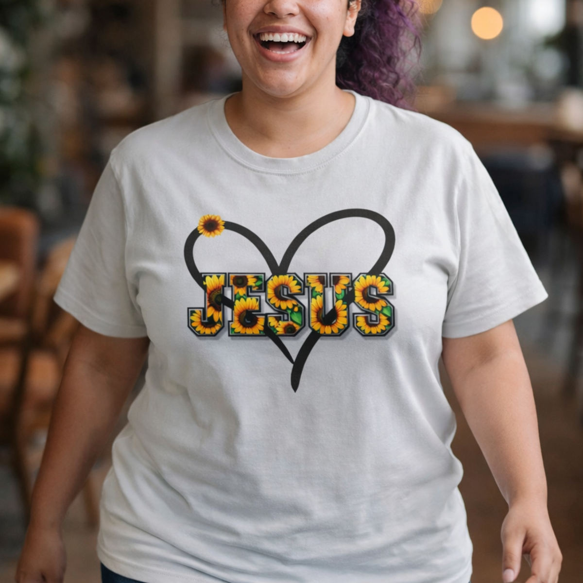 Jesus Sunflower Heart Tee | Christian Women's Shirt