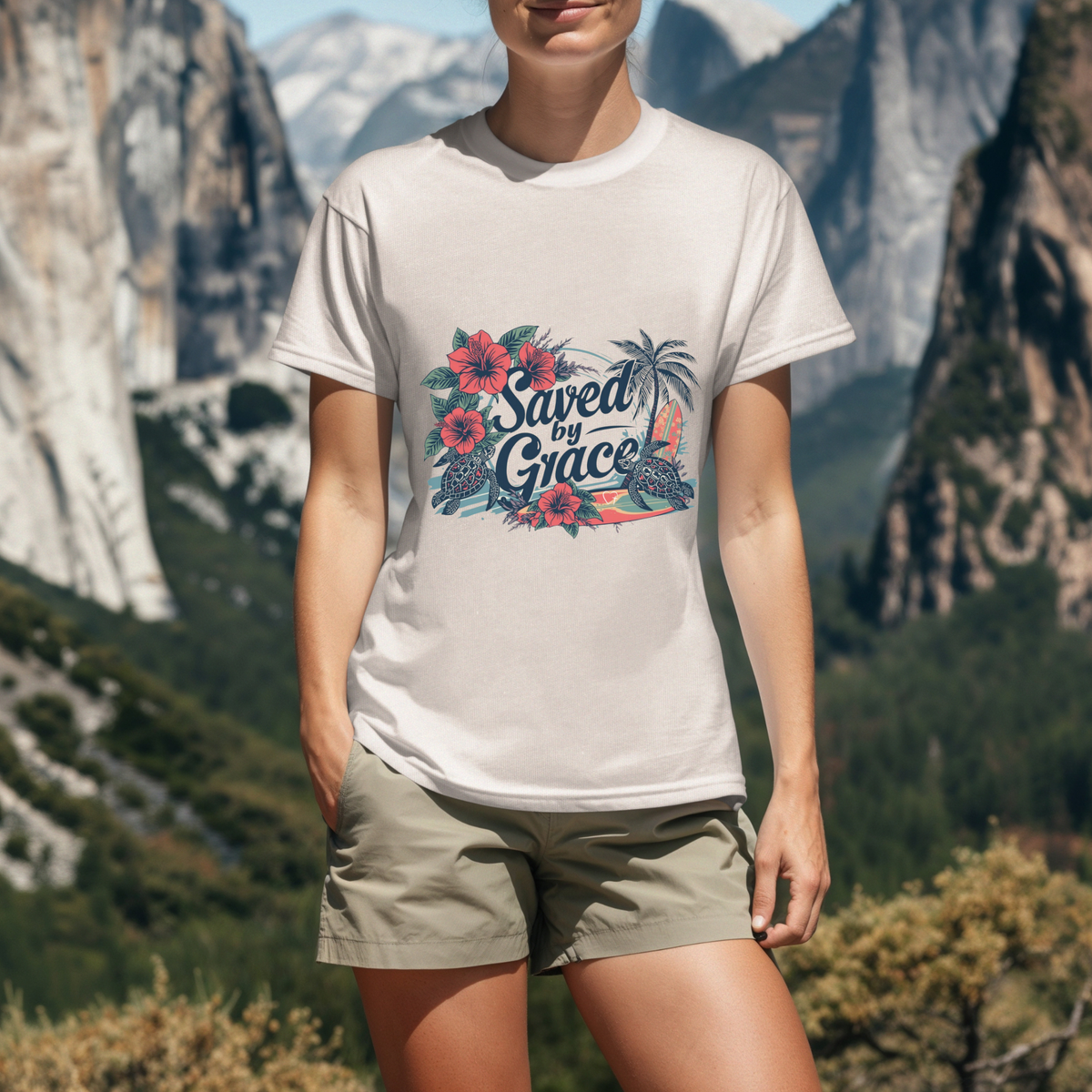 Saved By Grace Tee | Vintage Christian Beach Shirt