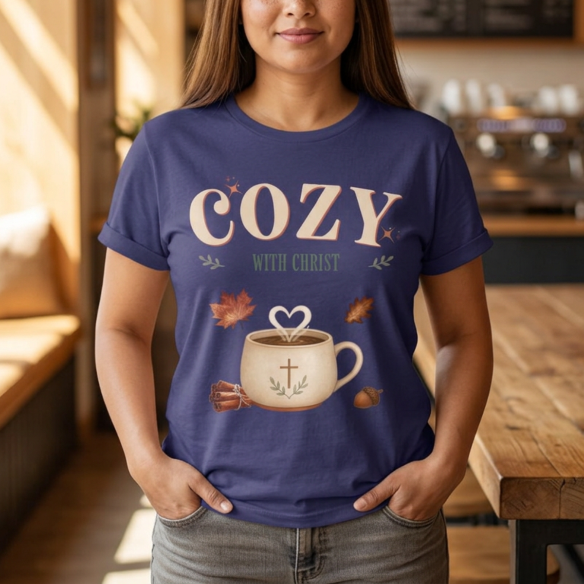 Cozy with Christ Tee | Vintage Christian Fall Shirt