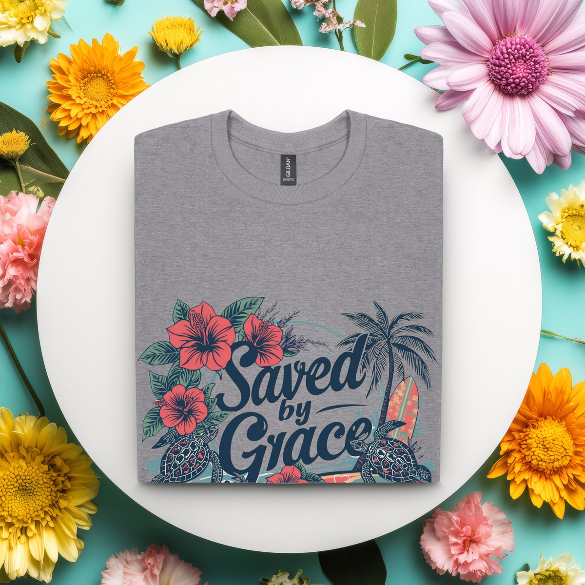 Saved By Grace Tee | Vintage Christian Beach Shirt