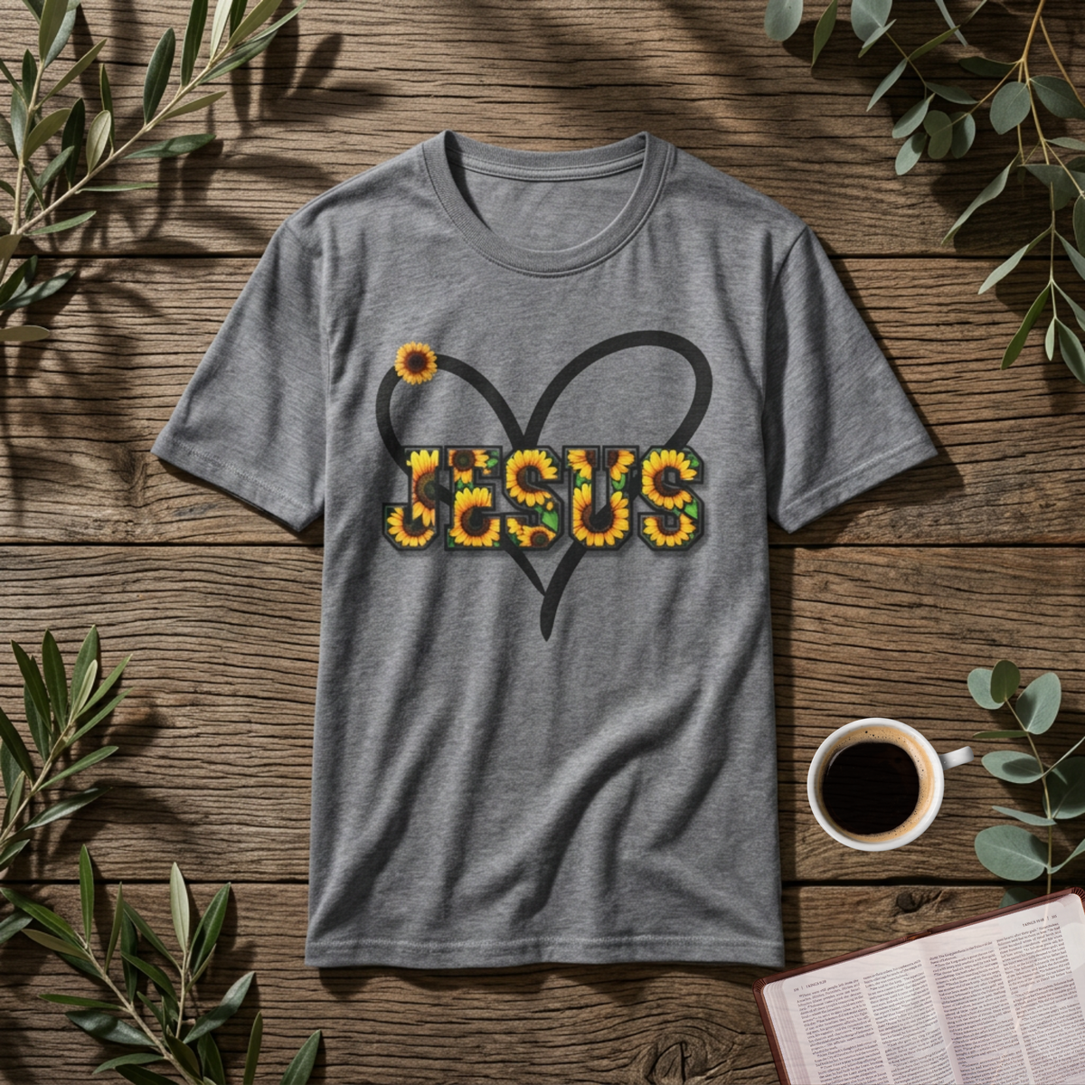 Jesus Sunflower Heart Tee | Christian Women's Shirt