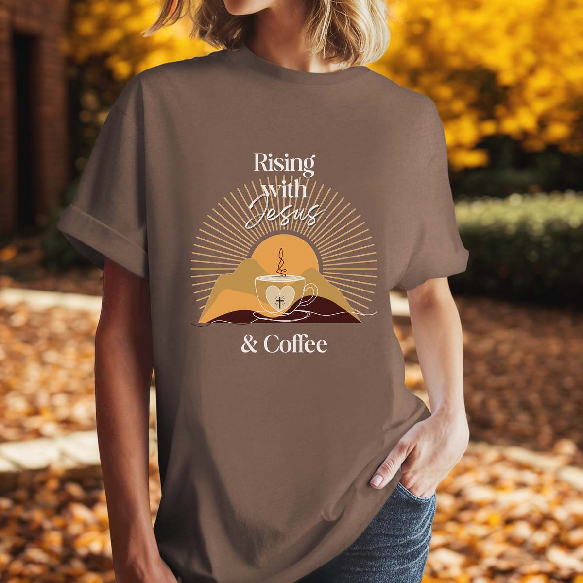 Rising with Jesus & Coffee Tee | Vintage Christian Tee