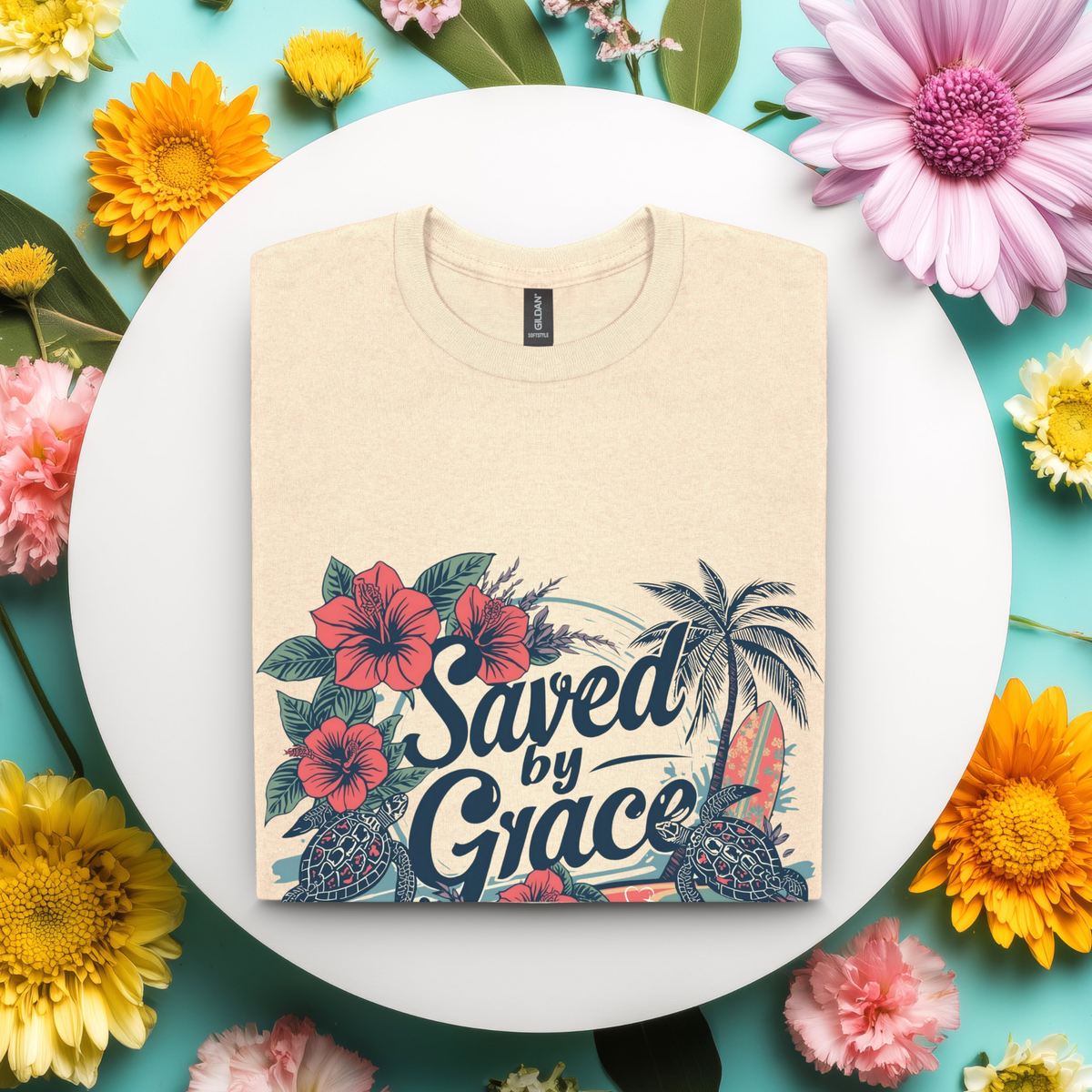 Saved By Grace Tee | Vintage Christian Beach Shirt