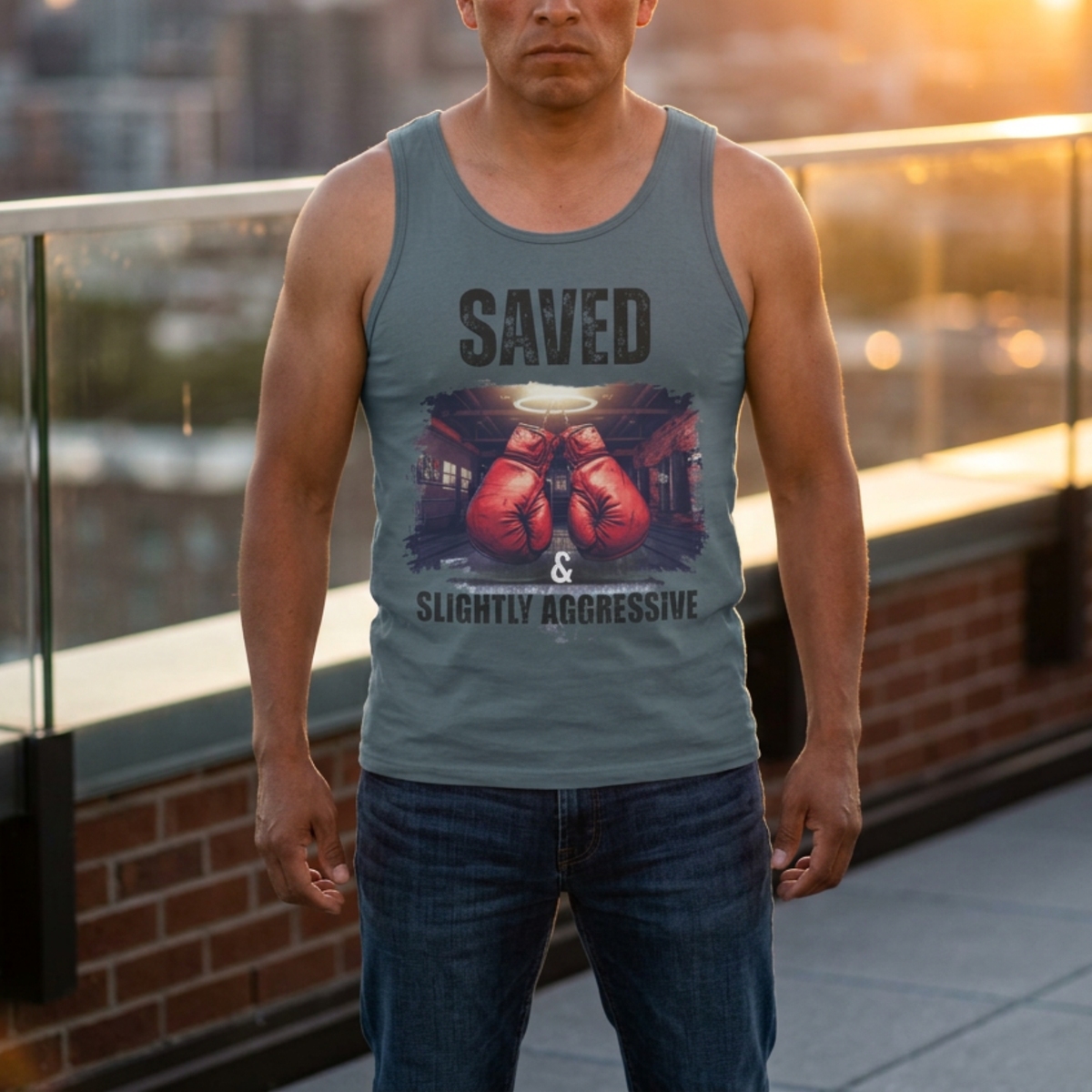 Saved & Slightly Aggressive Tee | Christian Boxing Shirt
