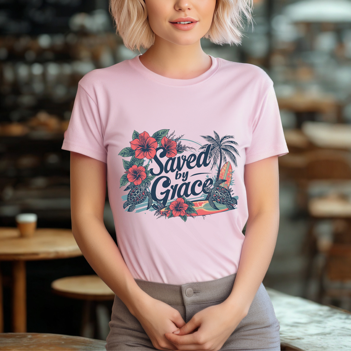 Saved By Grace Tee | Vintage Christian Beach Shirt