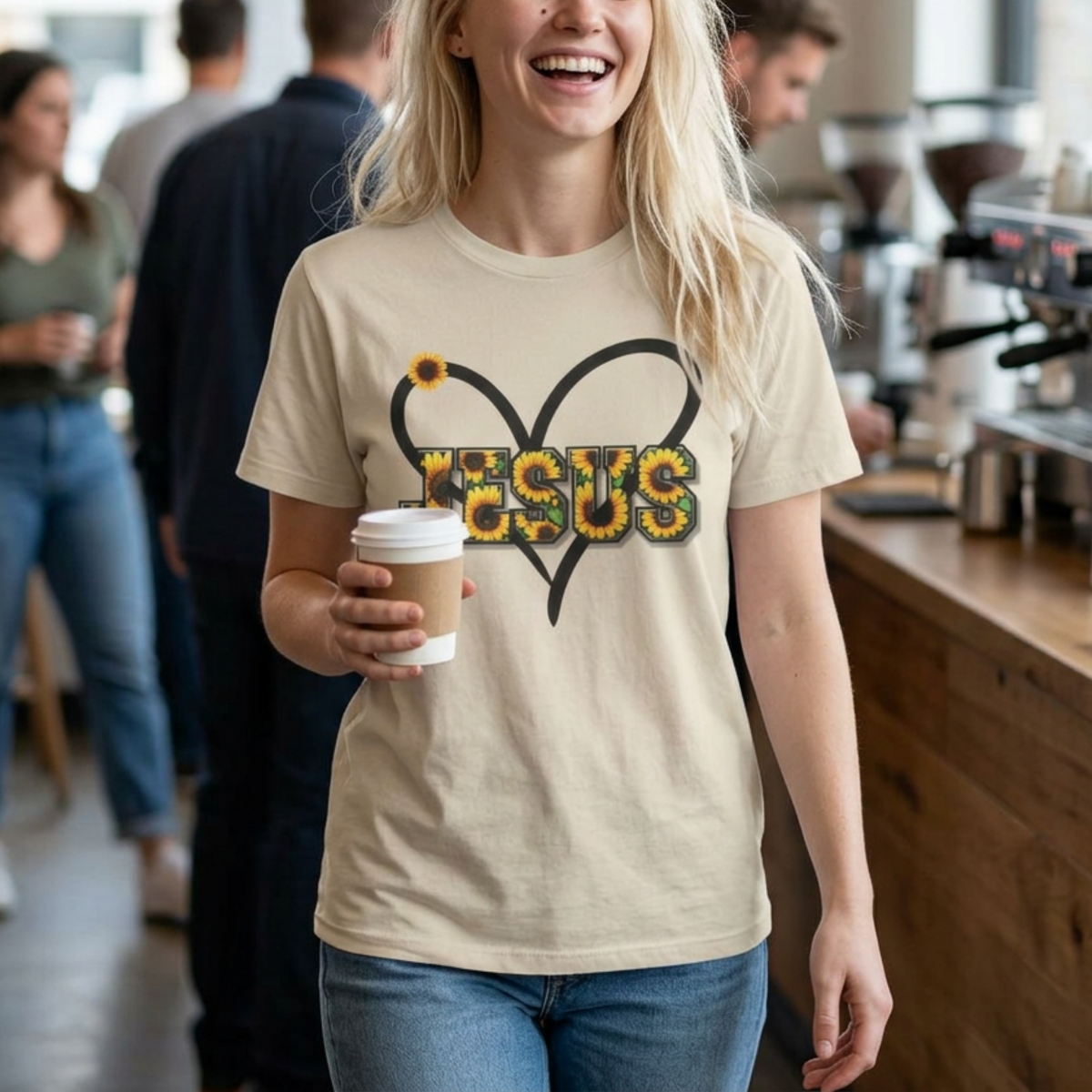 Jesus Sunflower Heart Tee | Christian Women's Shirt