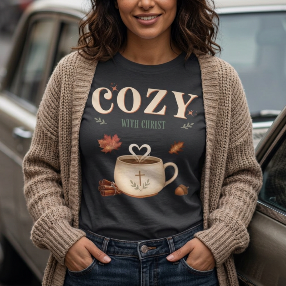 Cozy with Christ Tee | Vintage Christian Fall Shirt