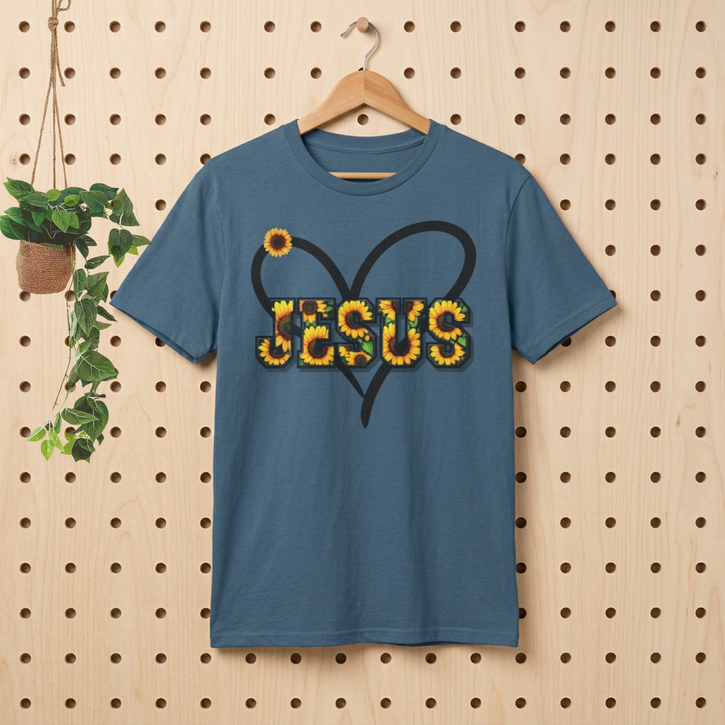 Jesus Sunflower Heart Tee | Christian Women's Shirt
