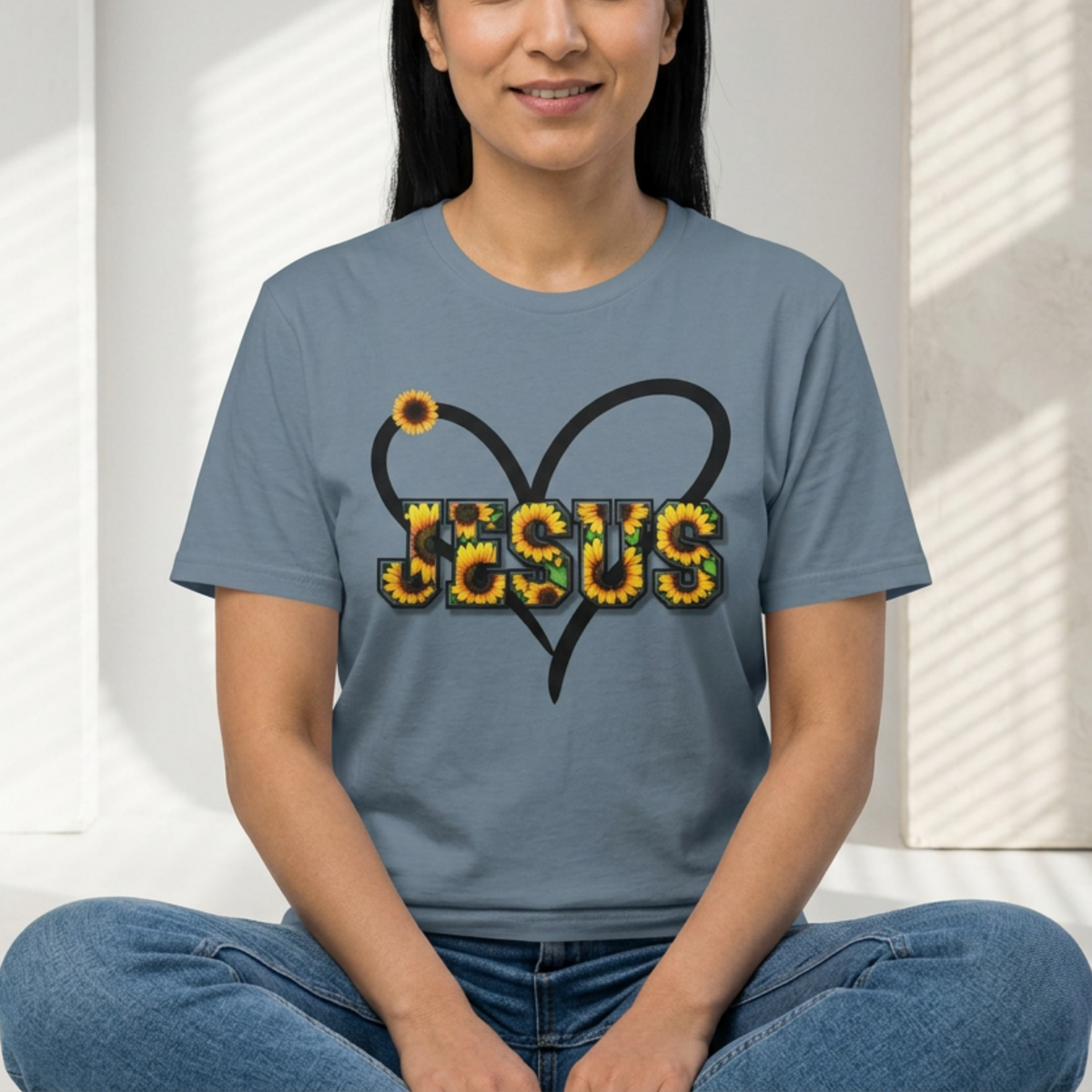 Jesus Sunflower Heart Tee | Christian Women's Shirt