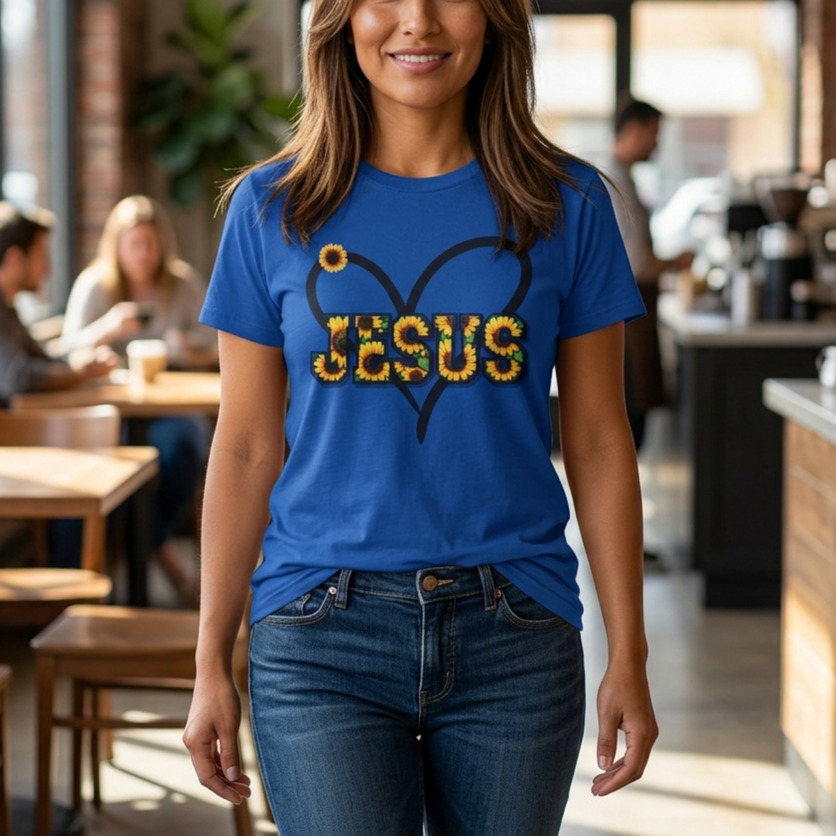 Jesus Sunflower Heart Tee | Christian Women's Shirt