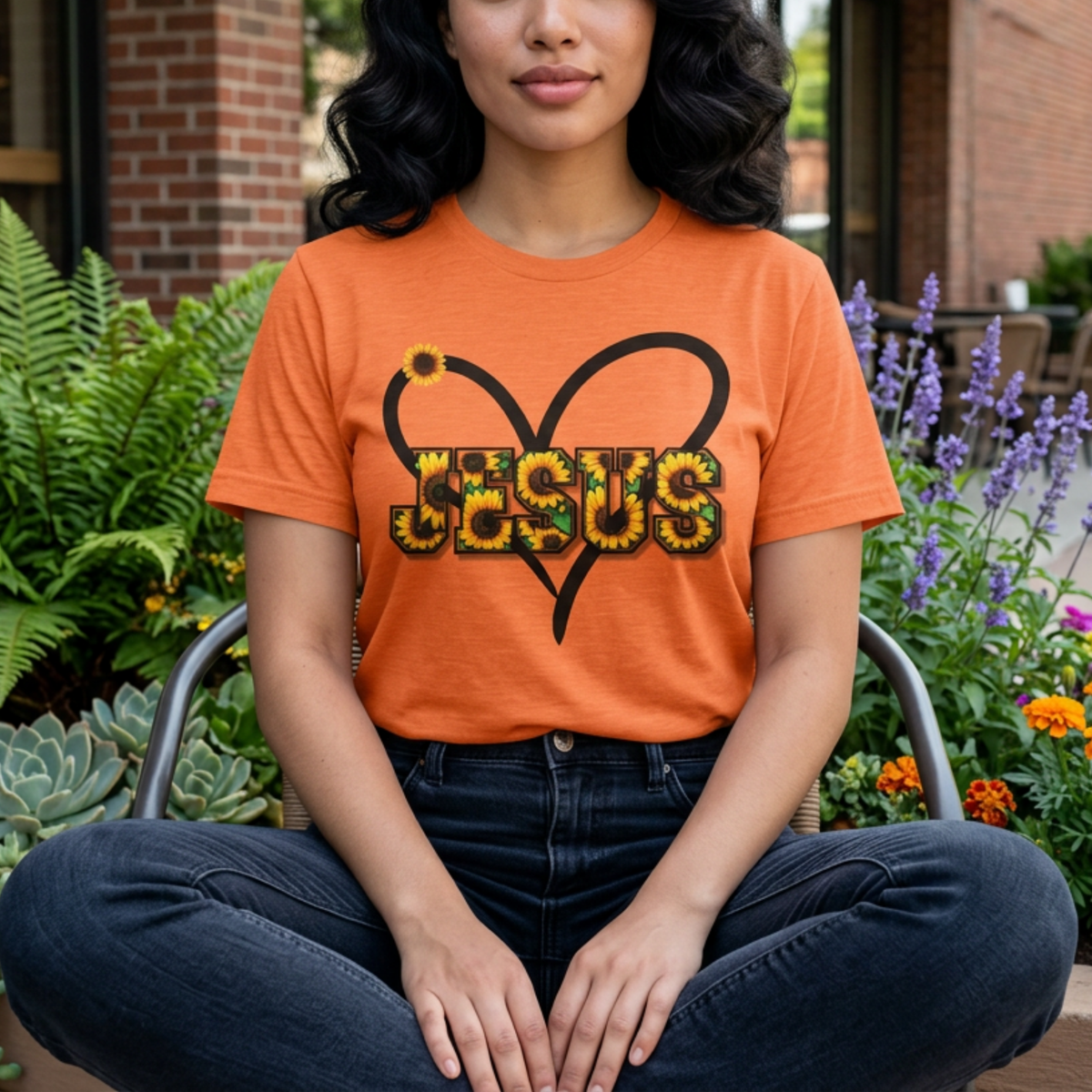 Jesus Sunflower Heart Tee | Christian Women's Shirt