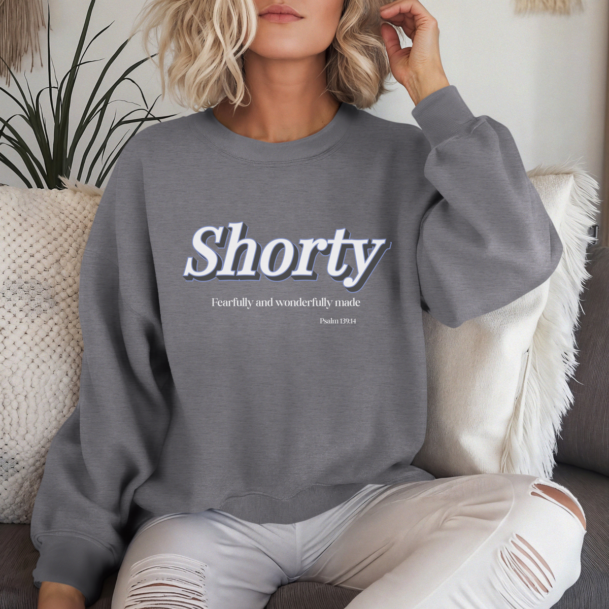 Shorty Sweatshirt | Psalm 139:14 Christian Sweatshirt
